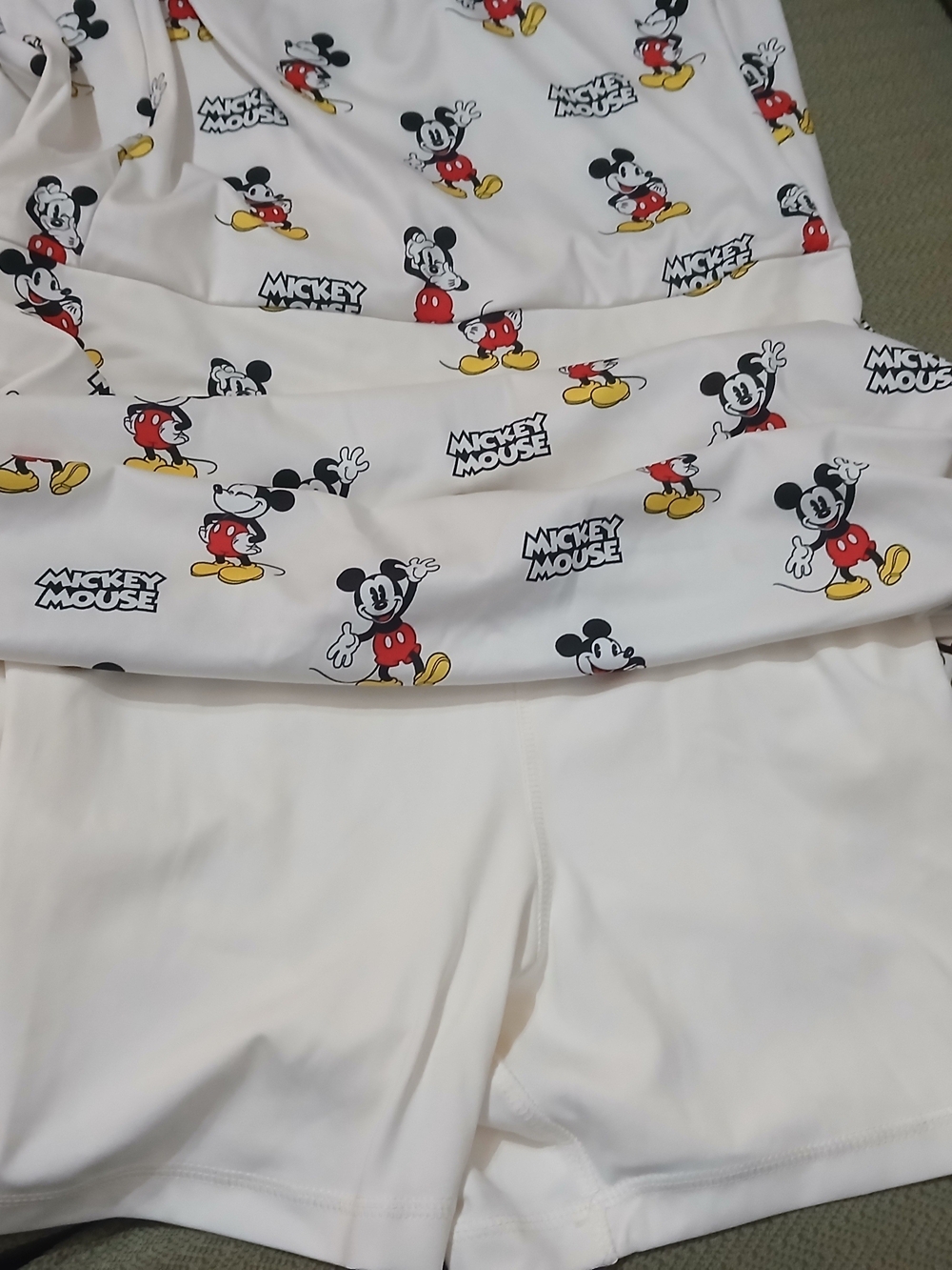 Disney Mickey Mouse White Dress/ Romper with Red Trim Size M Built In Shorts - Picture 3 of 4